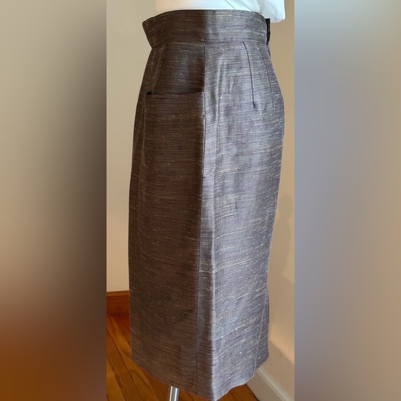 Mary Ann Restivo Vintage Midi Gold Brown Blue Purple Mini Stripes Skirt SZ 12 - Picture 4 of 12
